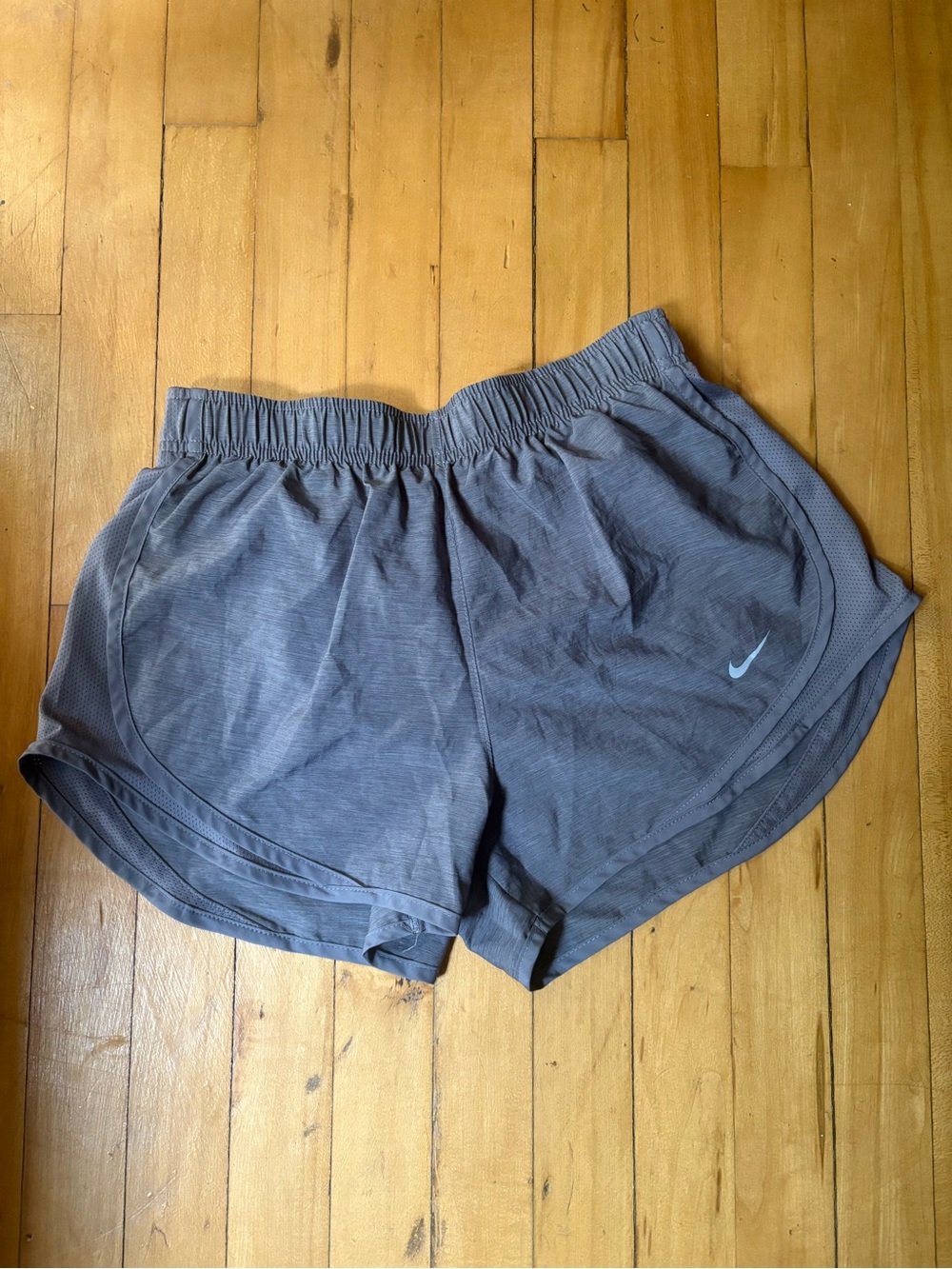Nike Women's Gray Athletic Running Shorts with Swoosh
